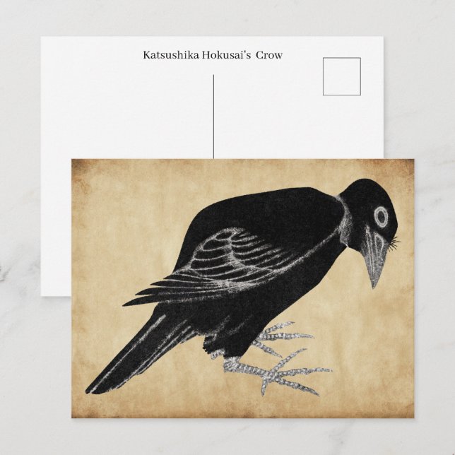 Katsushika Hokusais Kråka 1814 Vykort (Fram/baksida)