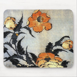 Katsushika Hokusai's Poppies Mouse Pad Musmatta
