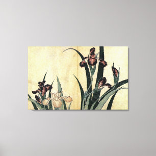 Katsushika Hokusai's Ukiyo-e Woodcut Print: Irises Canvastryck