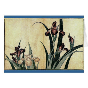 Katsushika Hokusai's Ukiyo-e Woodcut Print: Irises Hälsningskort