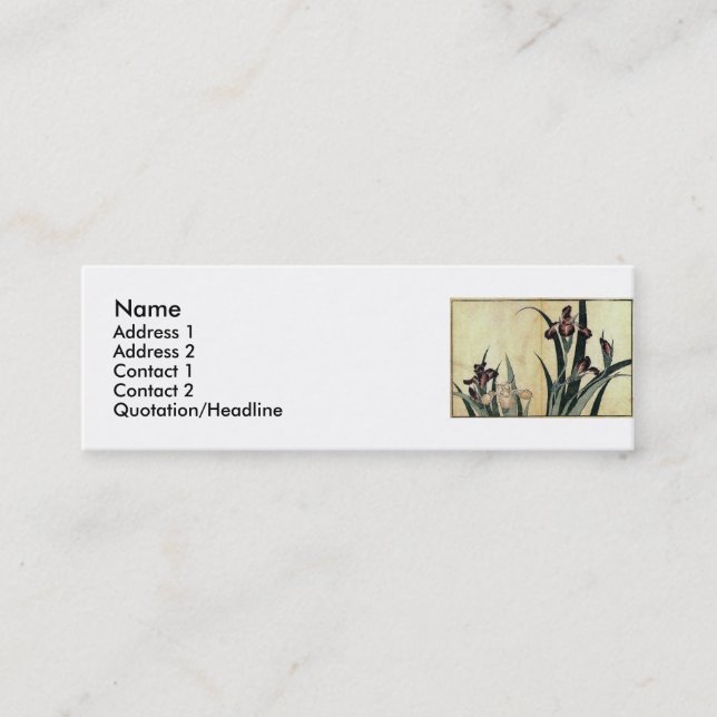 Katsushika Hokusai's Ukiyo-e Woodcut Print: Irises Mini Visitkort (Framsida)