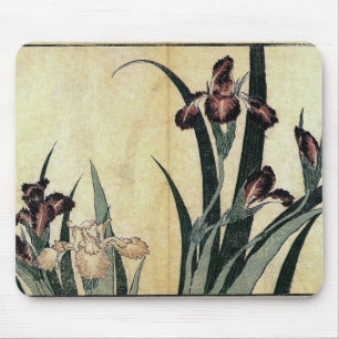 Katsushika Hokusai's Ukiyo-e Woodcut Print: Irises Musmatta
