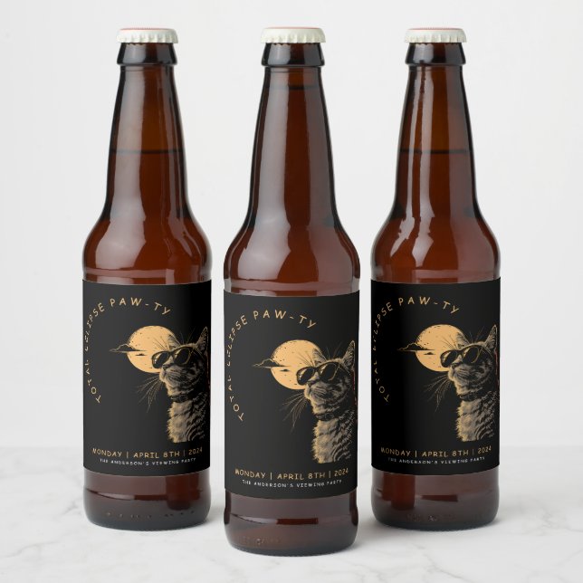 Katt 2024: Totalt Solcellssklipp med Party Invi Ölflaska Etikett (Flaskor)