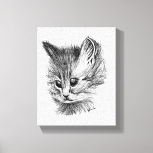 KATT 2 B/W Orig för kanvastryck 11x14. Konstverk