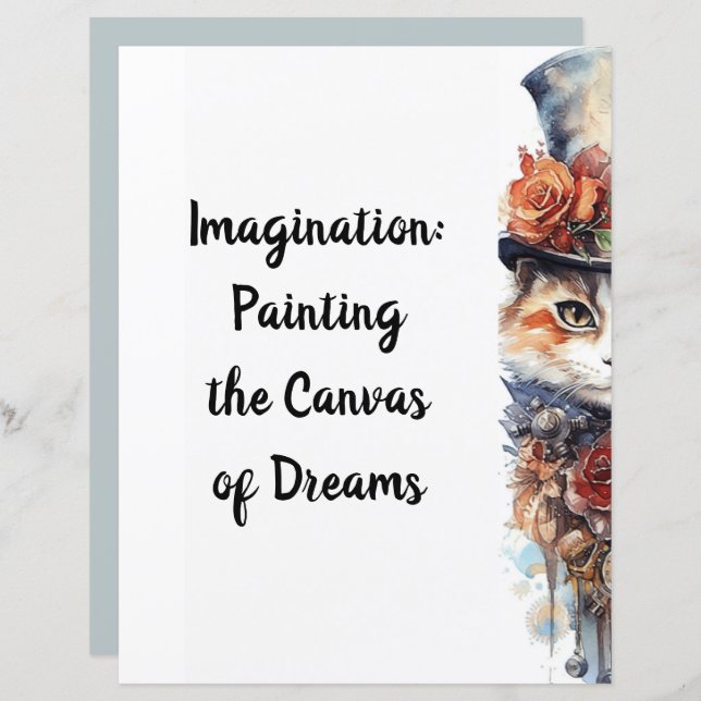 Katt 3 Kitten med ro vattenfärg (Fram/baksida)