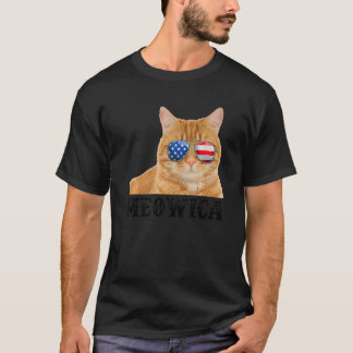 Katt 4:e juli Kitten Amerikanska Flagga T Shirt