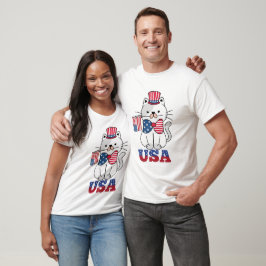 Katt 4:e juli Kitten Amerikanska Flagga T Shirt