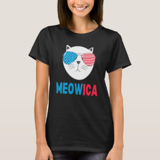 Katt 4:e Juli Kostym 2022 Meowica Män Kvinnor Kid T Shirt