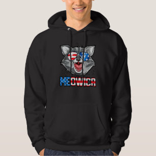 Katt 4:e juli Meowica Merica Förenta staterna Flag Hoodie