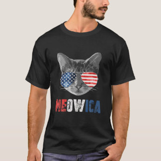 Katt 4:e juli S Meowica Merica Manar USA T Shirt