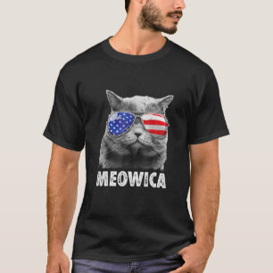 Katt 4:e juli S Meowica Merica Manar USA T Shirt