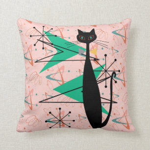 Katt 4 för MCM för Retro atom- århundrade för Era Kudde