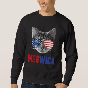 Katt 4 juli Meowica Merica Manar USA F Lång Ärmad Tröja