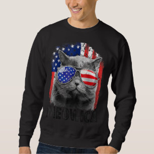 Katt 4 juli Meowica Merica Manar USA Fl Lång Ärmad Tröja
