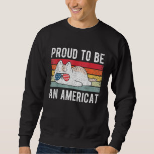 Katt 4 juli Meowica Merica Manar USA Fl Lång Ärmad Tröja