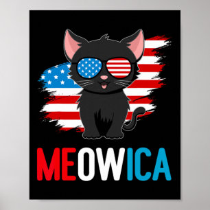 Katt 4 juli Meowica Patriotisk Kattunge Amerikansk Poster