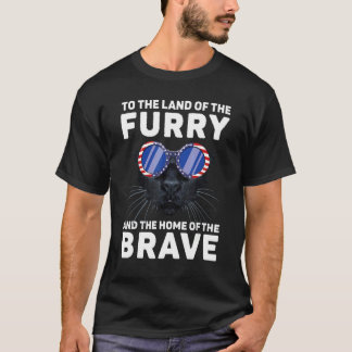 Katt 4 juli Meowica Usa Flagga Patriotisk Svart C T Shirt