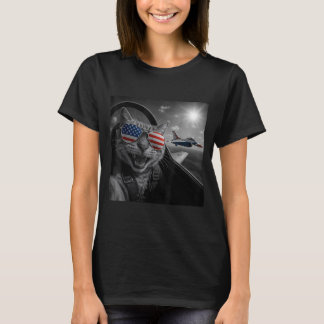 Katt 4 juli Selfie Jet Rolig Katt Män Kvinnor T Shirt