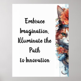 Katt 4 Kitten med ro vattenfärg Poster