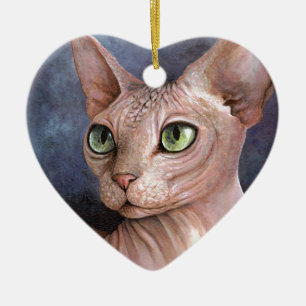 Katt 578 Sphynx Julgransprydnad Keramik