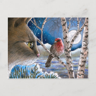 Katt 600 fåglar vykort