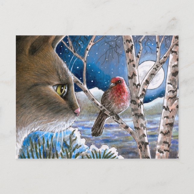 Katt 600 fåglar vykort (Framsida)