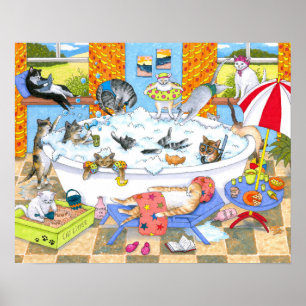 Katt 601 roliga katter i bad poster