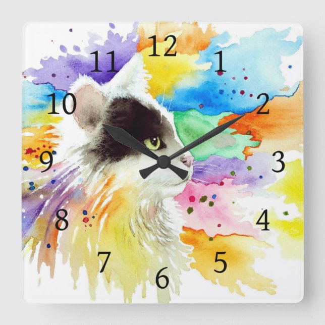 Katt 605 fyrkantig klocka (Framsida)