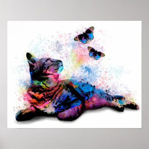 Katt 614 fjäril poster