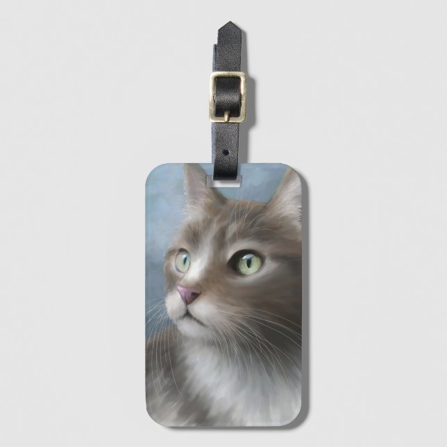 Katt 682 blå bagagebricka (Framsida vertikal)