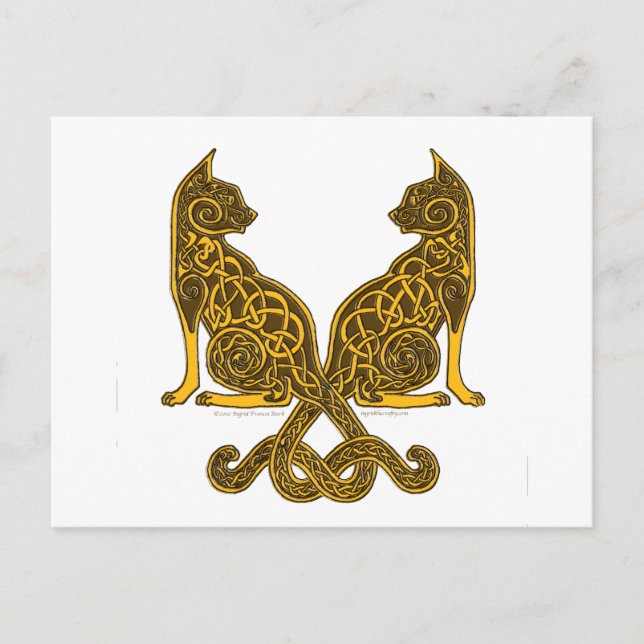 Katt 6 brons guld vykort (Framsida)