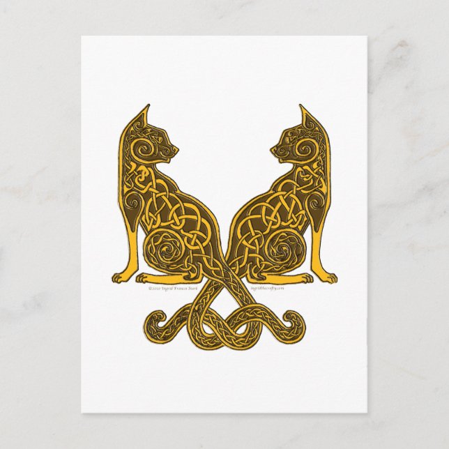 Katt 6 brons guld vykort (Framsida)