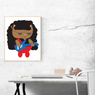 Katt 80-talets Heavy Metall Hair Band Bassistance Poster