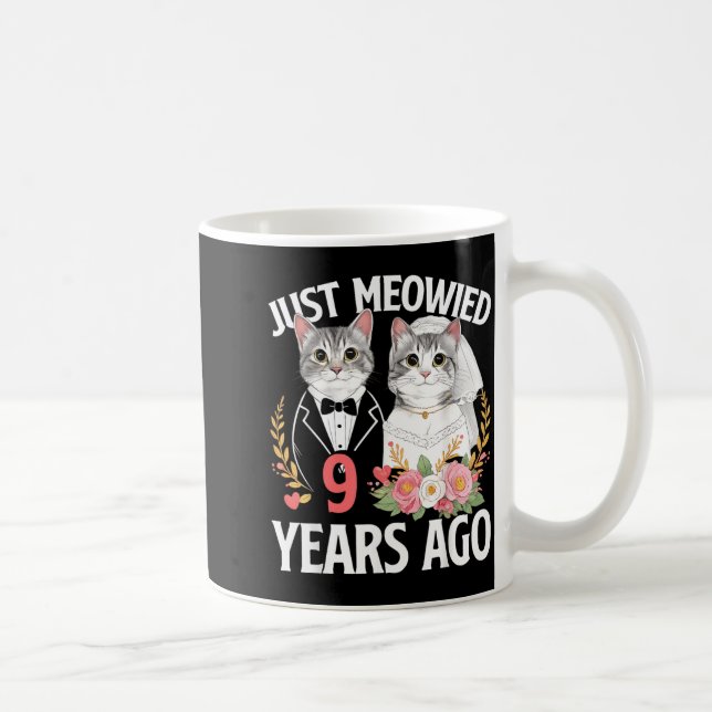 Katt 9-års bröllopsdag 9 år som par kaffemugg (Höger)