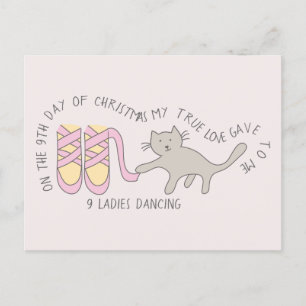 Katt 9:e dagen Dam Dansande jul Vykort