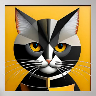Katt Abstrakt Geometrisk Konstverk Poster