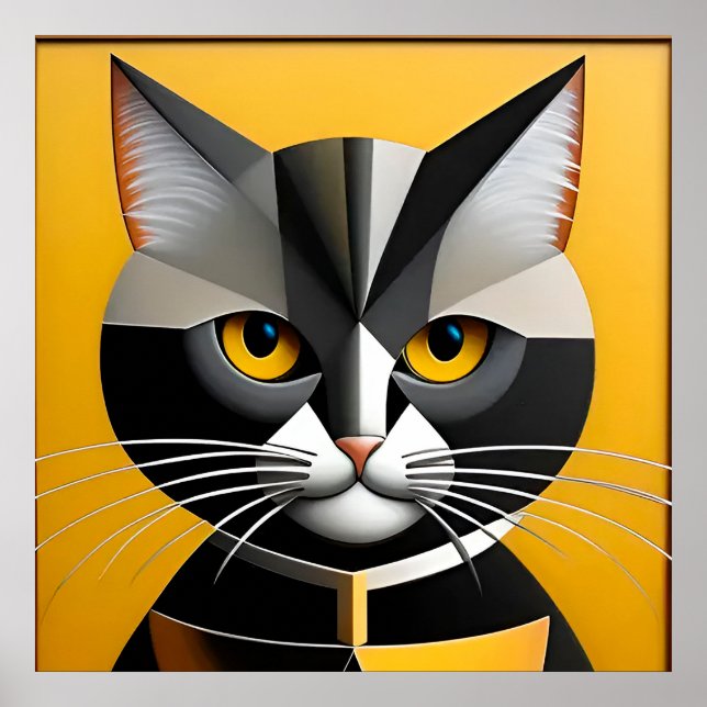Katt Abstrakt Geometrisk Konstverk Poster (Framsidan)