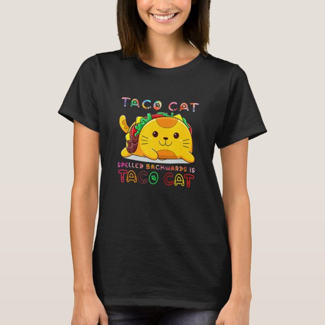 Katt Aco Baklänges Glad kattdag Katt T Shirt (Framsida)