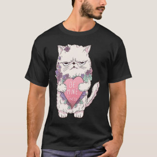 Katt Alla hjärtans dag Kids Be Mine rosa katt T Shirt