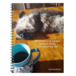 KATT ALLT SER BÄTTRE UT MED KATTHÅR ANTECKNINGSBOK MED SPIRAL