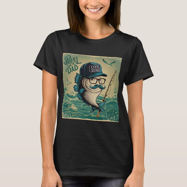 Katt Älskar Fiskande Katt T Shirt (Framsida)