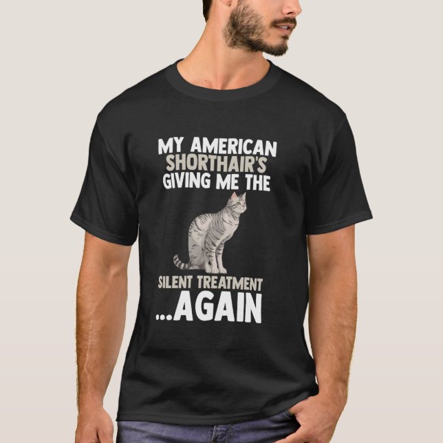 Katt American Shorthair T Shirt (Framsida)