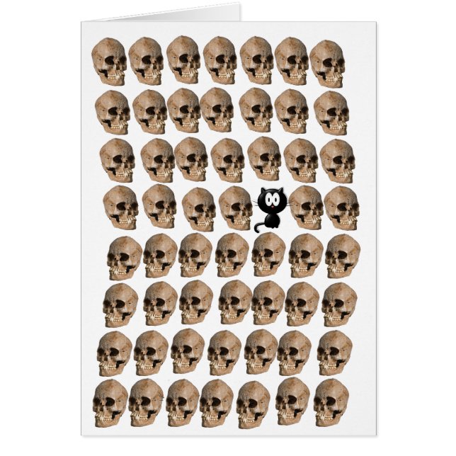 Katt Amongst döskallar Hälsningskort (Framsidan)