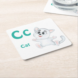 Katt anpassa ABC: Bokstav C - Lägg till ditt namn Underlägg Papper Kvadrat