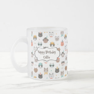 Katt Anpassade födelsedag text om det frostade Mug Frostad Glasmugg