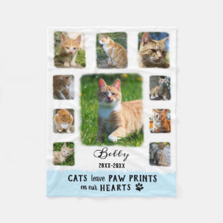 Katt Anpassningsbar Fotokollage Faded Gräns White  Fleecefilt