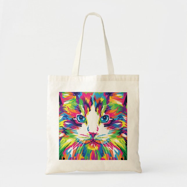 Katt ansikte geometrisk prismatisk design-32453 tygkasse (Framsidan)