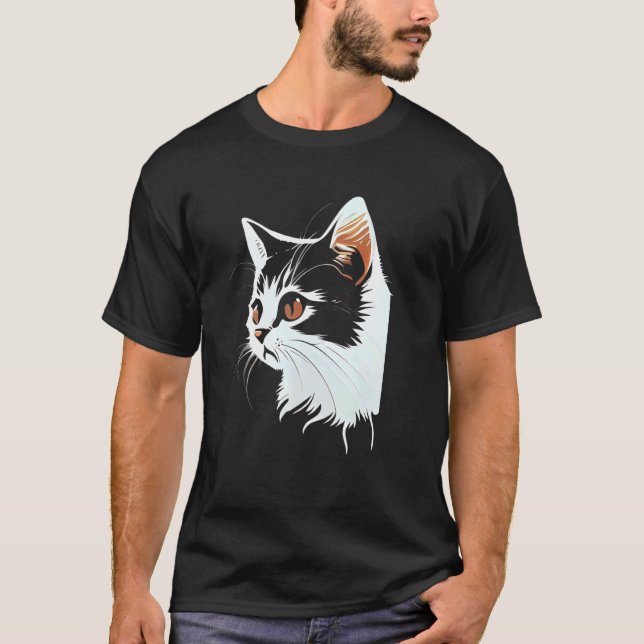 Katt ansikte katt t shirt (Framsida)