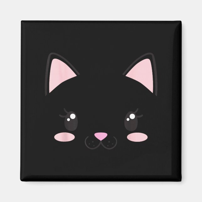 Katt ansikte kattungar ögonfransar söt rolig hallo magnet (Framsidan)