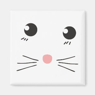 Katt ansikte linjeteckning magnet